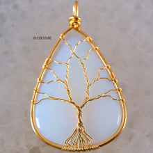 Load image into Gallery viewer, Tree of Life Wire Wrap Copper Natural Water Drop Pendant 1Pc