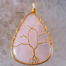 Load image into Gallery viewer, Tree of Life Wire Wrap Copper Natural Water Drop Pendant 1Pc