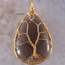 Load image into Gallery viewer, Tree of Life Wire Wrap Copper Natural Water Drop Pendant 1Pc