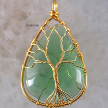 Load image into Gallery viewer, Tree of Life Wire Wrap Copper Natural Water Drop Pendant 1Pc