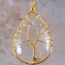 Load image into Gallery viewer, Tree of Life Wire Wrap Copper Natural Water Drop Pendant 1Pc