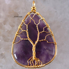 Load image into Gallery viewer, Tree of Life Wire Wrap Copper Natural Water Drop Pendant 1Pc