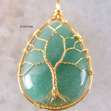 Load image into Gallery viewer, Tree of Life Wire Wrap Copper Natural Water Drop Pendant 1Pc