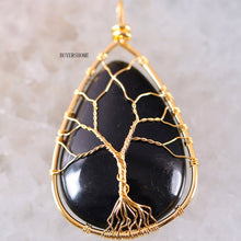 Load image into Gallery viewer, Tree of Life Wire Wrap Copper Natural Water Drop Pendant 1Pc