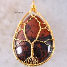 Load image into Gallery viewer, Tree of Life Wire Wrap Copper Natural Water Drop Pendant 1Pc