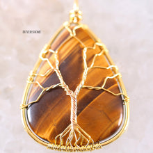 Load image into Gallery viewer, Tree of Life Wire Wrap Copper Natural Water Drop Pendant 1Pc