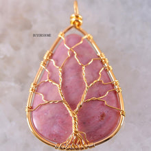 Load image into Gallery viewer, Tree of Life Wire Wrap Copper Natural Water Drop Pendant 1Pc