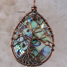 Load image into Gallery viewer, Tree of Life Wire Wrap Copper Natural Water Drop Pendant 1Pc