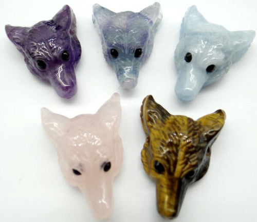 Natural Crystal Wolf Head