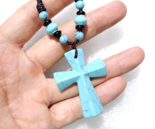 Natural Crystal Cross Pendant