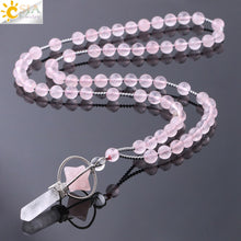 Load image into Gallery viewer, CSJA Natural Stone Long Necklace Women Reiki Merkaba Pendant Crystal Necklaces Purple Pink White Tiger Eye Bohemian Jewelry F782