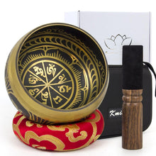 Load image into Gallery viewer, Himalayan Singing Bowl Set Mallet Mat/Cushion Handmade from Nepal Special Brass 11 cm