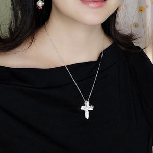 Slide Cross Suspension Choker White Necklace