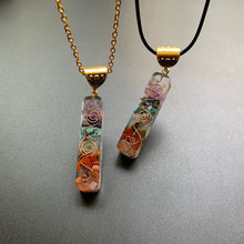 Load image into Gallery viewer, 7 Chakra Energy Pendant Orgonite Energy Necklace Resin Yoga Spiritual Meditation Necklace Rainbow Crystal Chips Resin Jewelry 1pc