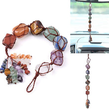 Load image into Gallery viewer, 7 Chakra Tumbled Gemstone Tassel Spiritual Meditation Hanging Window Feng Shui Ornament Natural Stones Car Home Decor