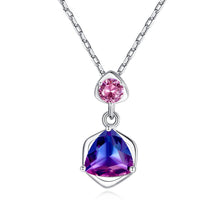 Load image into Gallery viewer, S925 Sterling Silver Delicate Triangle Natural Rainbow Stone Women&#39;s Necklace