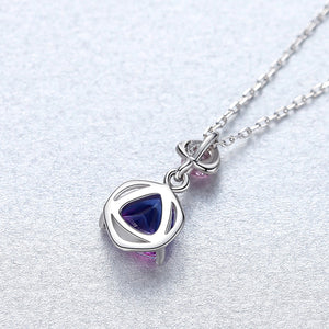 S925 Sterling Silver Delicate Triangle Natural Rainbow Stone Women's Necklace