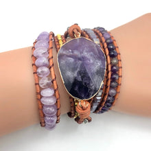 Load image into Gallery viewer, Natural Stones Crystal Quartz Charm 5 Strands Wrap Bracelet