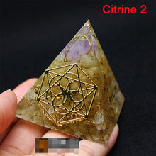 Load image into Gallery viewer, Orgonite Pyramid Spiritual Healing Energy Converter Metatron Meditation Natural Crystal Rock Quartz Jewelry Reiki Chakra Stones