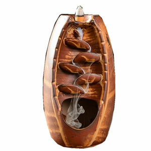 Mountain River Handicraft Incense Holder Ceramic Backflow Waterfall Smoke Incense Burner Censer Holder Mother's Gift Home Decor