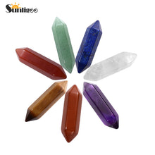 Load image into Gallery viewer, Sunligoo 1x Hot Double Terminated Natural Tumbled Hexagonal Column Healing Quartz Crystals Natural Stones Mini Gemstone 8*30mm