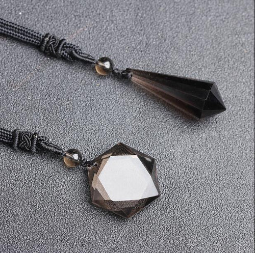 100% Natural Smoky Quartz Crystal Point or Star of David Pendant