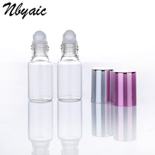 Load image into Gallery viewer, 6pcs Clear Glass Essential Oil Roller Bottles with Glass Roller Balls Aromatherapy Perfumes Lip Balms Roll On Bottles 5ml 10ml