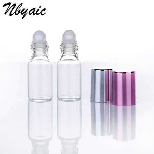 6pcs Clear Glass Essential Oil Roller Bottles with Glass Roller Balls Aromatherapy Perfumes Lip Balms Roll On Bottles 5ml 10ml