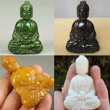 Load image into Gallery viewer, charming GREEN JADE PENDANT Handwork CARVED BUDDHA hand-carved STATUE SPIRITUAL BELIEF FIGURINES COLLECTABLE