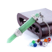 Load image into Gallery viewer, Natural Crystal Pencil Point Pendulum 7 Chakra Wand  - Assorted Styles