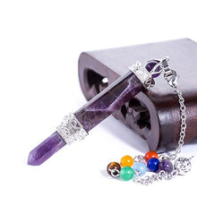 Load image into Gallery viewer, Natural Crystal Pencil Point Pendulum 7 Chakra Wand  - Assorted Styles