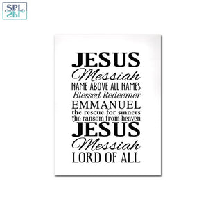 Black and White "Jesus" Canvas Wall Hanging - Framed or Unframed, Assorted Sizes