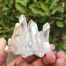 Load image into Gallery viewer, 70grams natural white angel aura crystal cluster electroplating Titanium coating quartz cluster stone Healing