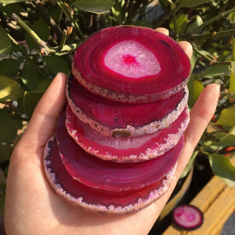 Beautiful Polished red agate Fossil Crystal Slice Madagascar