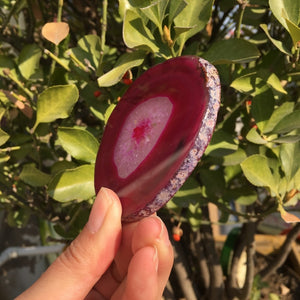 Beautiful Polished red agate Fossil Crystal Slice Madagascar