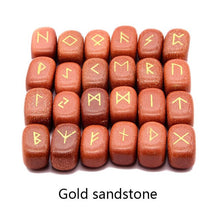 Load image into Gallery viewer, 25pcs Natural stone carving Viking Runes Amulet Set Reiki Runic alphabets Healing Crystals quartz Divination Stones jewelry