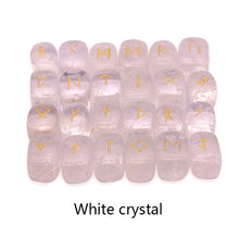 Load image into Gallery viewer, 25pcs Natural stone carving Viking Runes Amulet Set Reiki Runic alphabets Healing Crystals quartz Divination Stones jewelry