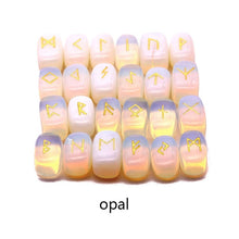 Load image into Gallery viewer, 25pcs Natural stone carving Viking Runes Amulet Set Reiki Runic alphabets Healing Crystals quartz Divination Stones jewelry