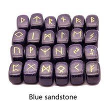 Load image into Gallery viewer, 25pcs Natural stone carving Viking Runes Amulet Set Reiki Runic alphabets Healing Crystals quartz Divination Stones jewelry