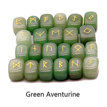 Load image into Gallery viewer, 25pcs Natural stone carving Viking Runes Amulet Set Reiki Runic alphabets Healing Crystals quartz Divination Stones jewelry