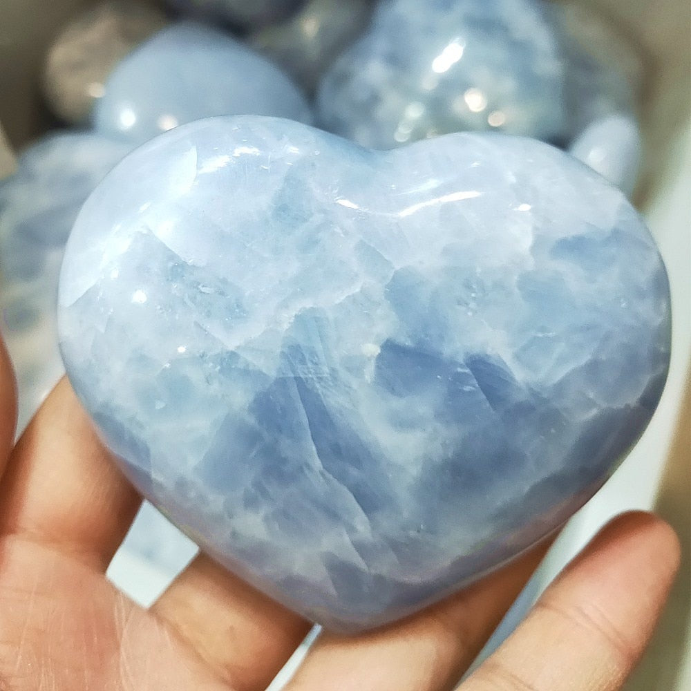 Choice of: Approx 150g or 260g Natural Celestite Quartz Heart