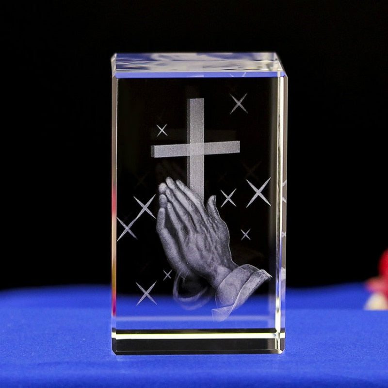 Laser Cut Cross With Praying Hands Figurine