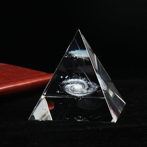 Crystal Laser Engraved Galaxy Glass Pyramid - 2 Sizes